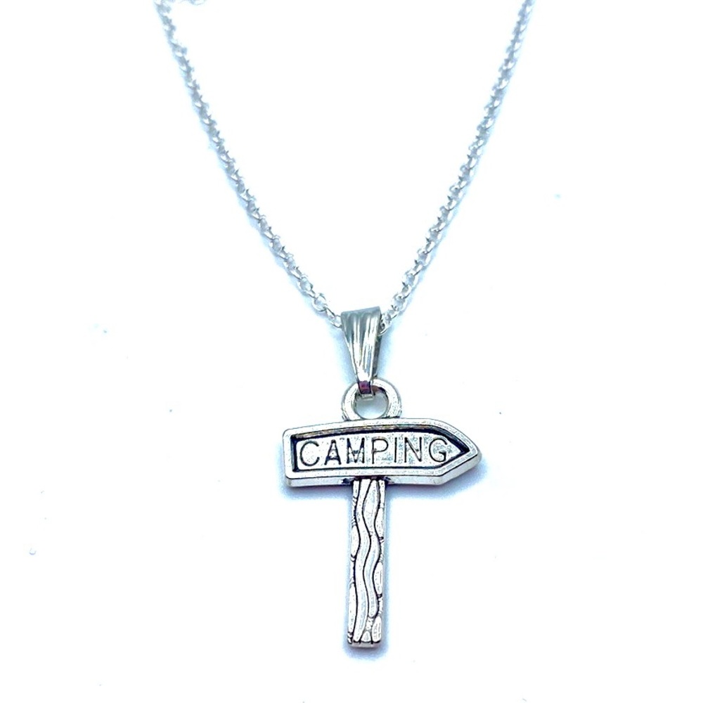 Camping Sign Necklace Camp